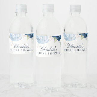 Watercolor Bloemrijke Script Bruidsdouche Waterfles Etiket