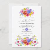Watercolor Bloemrijke Spaanse Fiesta Bruiloft Kaart (Voorkant)