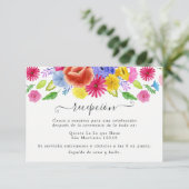 Watercolor Bloemrijke Spaanse Fiesta Bruiloftsrece Informatiekaartje (Staand voorkant)