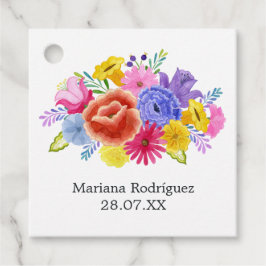 Watercolor Bloemrijke Spaanse Fiesta Quinceañera Bedankjes Labels