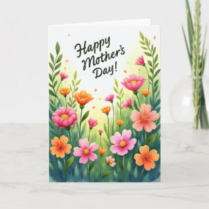 Watercolor Bloesems Moeders Dag Kaart
