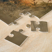 Watercolor blokhut in ochtendmist legpuzzel (Zijkant)