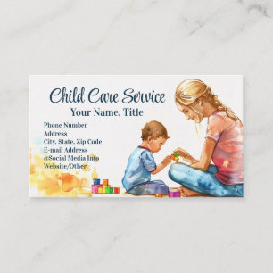 Watercolor Blokken Babysitter Kinderopvang Therape Visitekaartje
