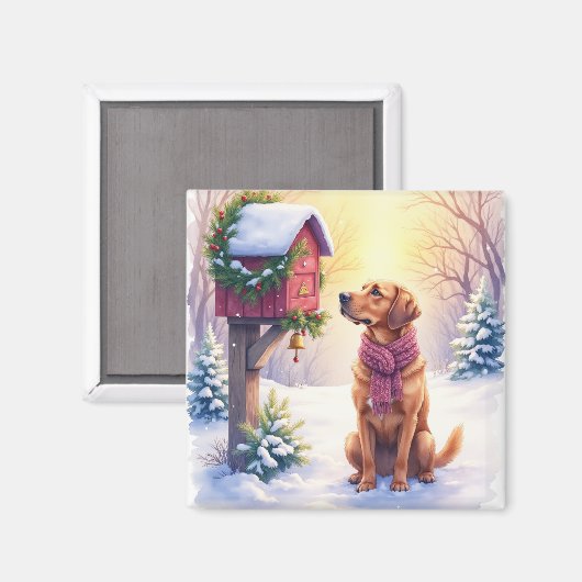 Watercolor Bloodhound Country Mailbox Christmas Magneet (Voorkant / Achterkant)