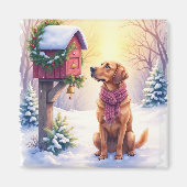 Watercolor Bloodhound Country Mailbox Christmas Magneet (Voorkant)