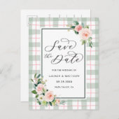 Watercolor Bloom Trouwkaart - Save the Date Aankondigingskaart (Voorkant / Achterkant)