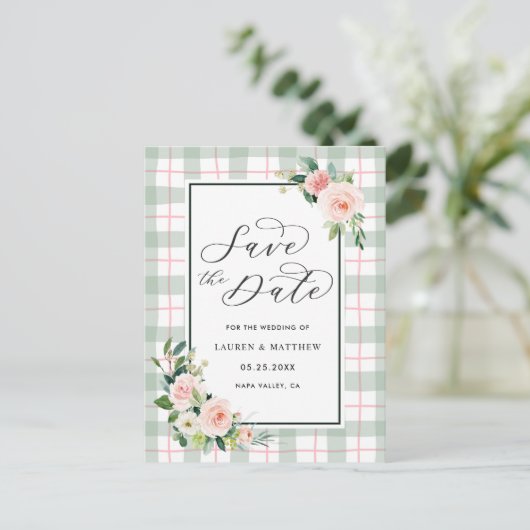 Watercolor Bloom Trouwkaart - Save the Date Aankondigingskaart (Staand voorkant)