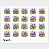 Watercolor Blooming Purple Violets  Vierkante Sticker (Vel)