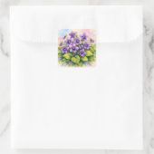 Watercolor Blooming Purple Violets  Vierkante Sticker (Tas)