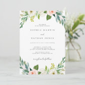 Watercolor Blozende Groene Botanische Bruiloft Kaart (Staand voorkant)