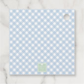 Watercolor Blue 1st Birthday Monogram Crest Gift Bedankjes Labels (Achterkant)