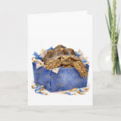 Watercolor Blue and Gold Birthday Gift Turtle Kaart (Voorkant)