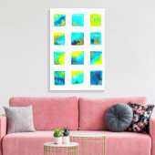 watercolor blue and green squares canvas afdruk (Insitu (Woonkamer))
