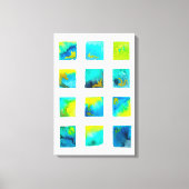 watercolor blue and green squares canvas afdruk (Voorkant)
