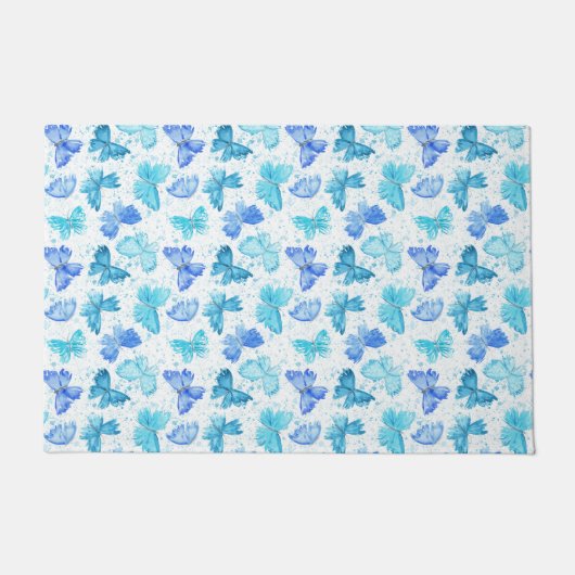 Watercolor Blue and Turquoise Butterflies 2. Deurmat (Voorkant)