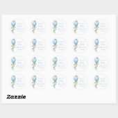 Watercolor Blue Balloon Greenery Baby Shower Ronde Sticker (Vel)
