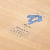 watercolor blue bow Baptism Acryl Uitnodigingen (Laagn)