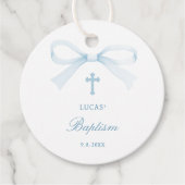 Watercolor Blue Bow Baptism Bedankjes Labels (Voorkant)