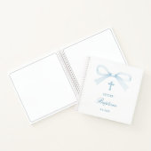 Watercolor Blue Bow Baptism Guest Book Notitieboek (Binnen)