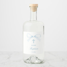 Watercolor Blue Bow Baptism Likeurfles Etiket