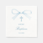 Watercolor Blue Bow Baptism Servet (Voorkant)