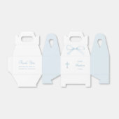 Watercolor Blue Bow Baptism Small Gable Bedankdoosjes (Uitgevouwen)