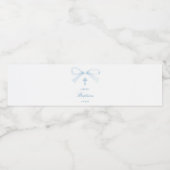 Watercolor Blue Bow Baptism Waterfles Etiket (Enkel label)