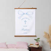 Watercolor Blue Bow Baptism Welcome Hangend Wandkleed (Slaapkamer)