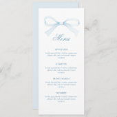 Watercolor Blue Bow Classic Menu (Voorkant / Achterkant)