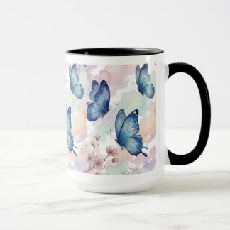Watercolor Blue Butterflies Mug Design – Elegant Mok
