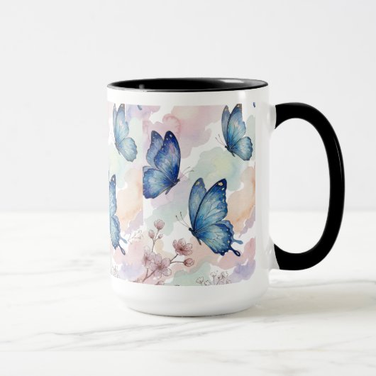 Watercolor Blue Butterflies Mug Design – Elegant  Mok (Rechts)