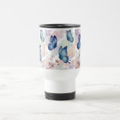 Watercolor Blue Butterflies Mug Design – Elegant  Reisbeker (Center)