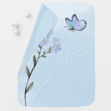 Watercolor Blue Butterfly Baby Blanket | Newborn