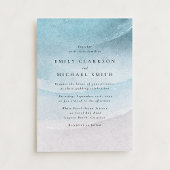Watercolor Blue Coastal Beach Wedding Invitation Aankondiging