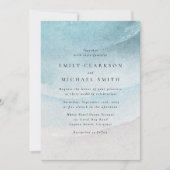 Watercolor Blue Coastal Beach Wedding Invitation Aankondiging (Voorkant)