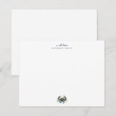 Watercolor Blue Crab Classic Personalized Notitiekaartje (Voorkant / Achterkant)