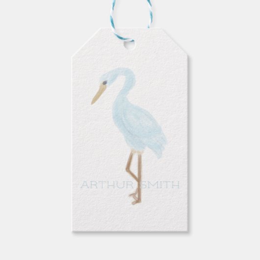 Watercolor Blue Crane Cadeaulabel (Voorkant)