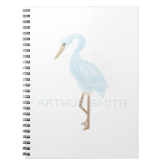 Watercolor Blue Crane Notitieboek (Voorkant)