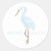 Watercolor Blue Crane Ronde Sticker (Voorkant)