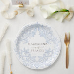 watercolor blue crest wedding papieren bordje<br><div class="desc">wedding paper plate</div>