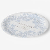 watercolor blue crest wedding papieren bordje (Gekanteld)