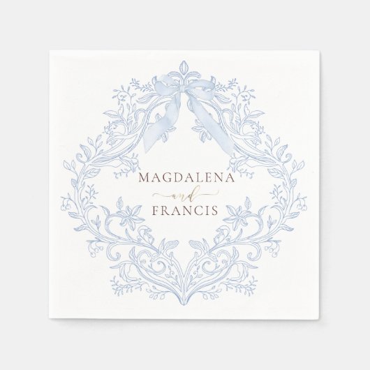  watercolor blue crest wedding servet (Voorkant)