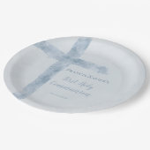 watercolor blue cross  First Communion  Papieren Bordje (Gekanteld)