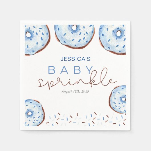 Watercolor  blue Donuts Baby Sprinkle Shower  Servet (Voorkant)