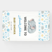 Watercolor Blue Elephant | Boy’s Baby Shower Spandoek (Horizontaal)