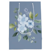 Watercolor Blue Floral Wedding Gift Bag Medium Cadeauzakje (Achterkant)