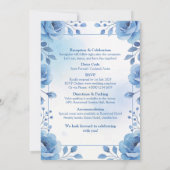 Watercolor Blue Floral Wedding Invitation Kaart (Achterkant)