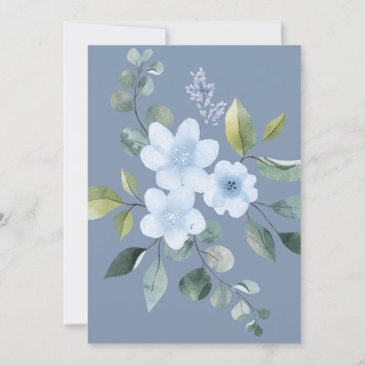 Watercolor Blue Floral Wedding Shower Invitation (Achterkant)