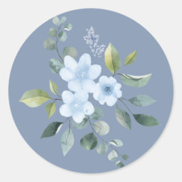 Watercolor Blue Floral Wedding Stickers