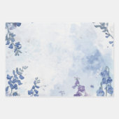Watercolor Blue Flower Wrapping Paper Flat Sheets (Voorkant)